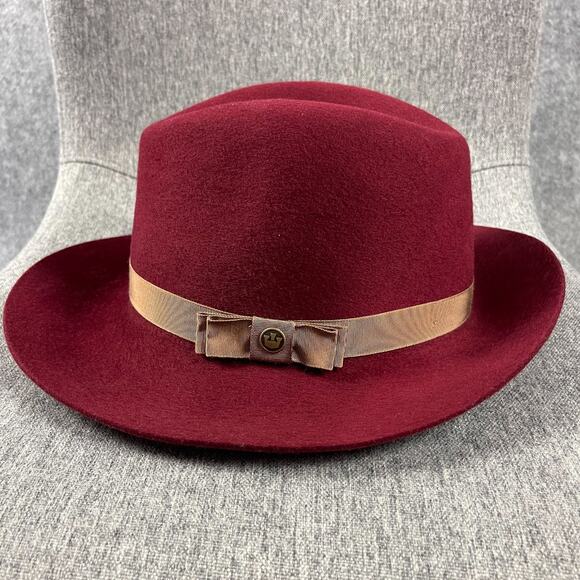 Goorin Bros Priscilla Lane Wool Fedora Hat Womens Medium Brick Red USA Made - Picture 1 of 13
